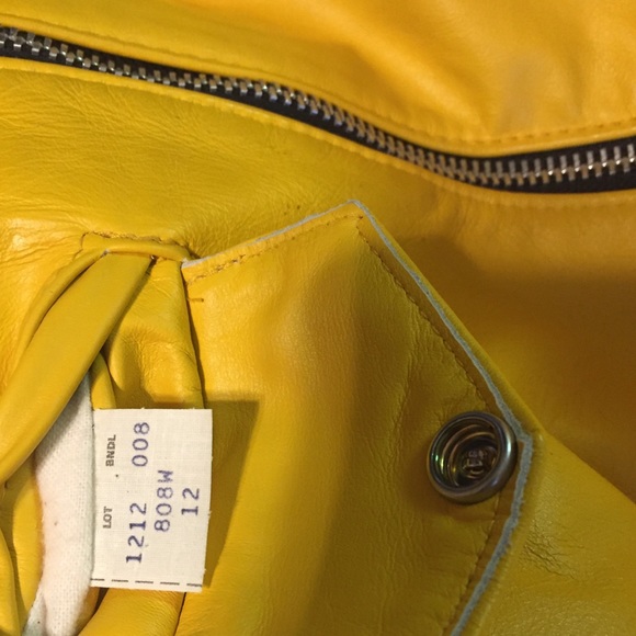 RARE Vintage Yellow Leather Moto Jacket - Picture 7 of 7